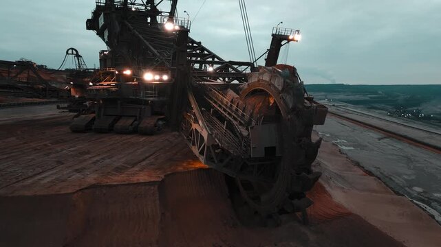 4K Aerial of Worlds biggest Excavator in Hambach Mine Germany 3