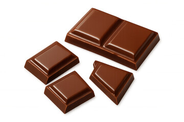 Naklejka premium Milk chocolate bar pieces with smooth texture and rich color, sweet dessert food for craving snacks