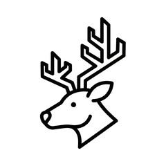 Obraz premium Geometric deer head line art icon with large antlers.