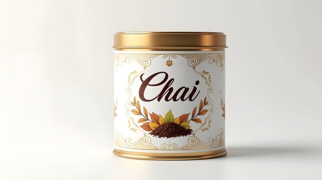 Elegant Chai Tea Jar Packaging Mockup on White Background