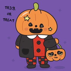 halloween pumpkin jack o latern holding candy kawaii character
