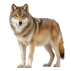 Obraz premium Majestic full body wolf standing calm. powerful wildlife animal predator with an alert and serene expression