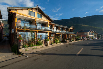 Fototapeta premium The road in front of the rural hotel