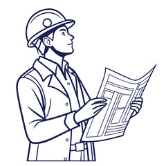 Vector art of engineer with blueprint