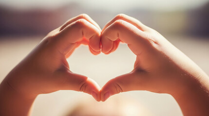 Fototapeta premium Hands forming a heart shape, symbolizing love and affection