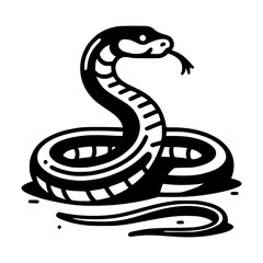 Naklejka premium Serpentine Silhouette: An elegant illustration of a sleek snake, coiled and ready, its silhouette a testament to nature's artistry.