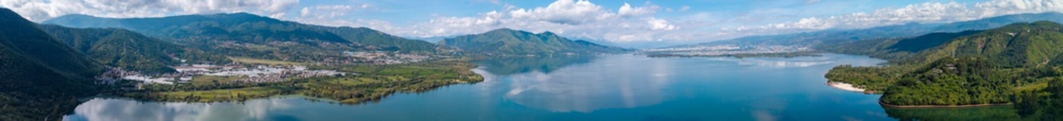 Panoramic Lake and Mountain Range Natural Scenery, Liangshan Yi Autonomous Prefecture, Sichuan, China