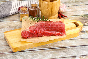 Raw beef flesh for cooking