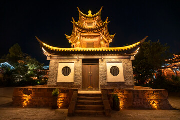 Night view of ancient Chinese city streets