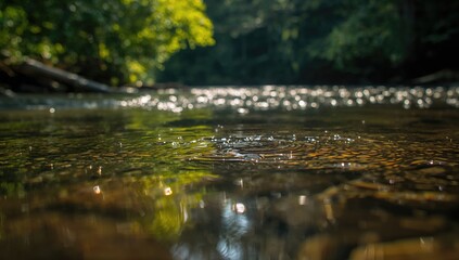 Fototapeta premium Close-up of a sparkling creek under bright sunlight