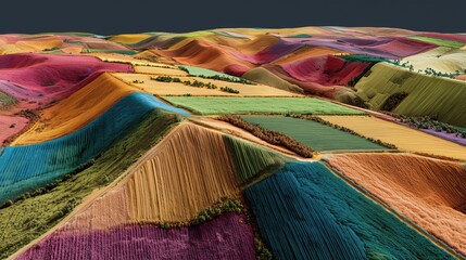 Abstract multicolor aerial patchwork — green, yellow & magenta for presentation backgrounds, posters and wallpapers