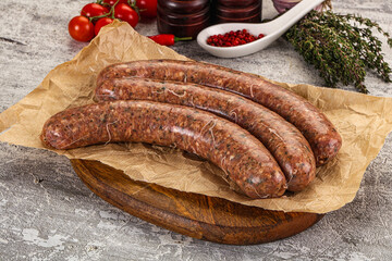 Raw beef and lamb sausages