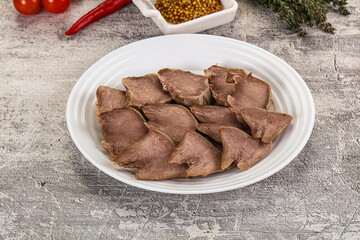 Sliced boiled pork tongue snack