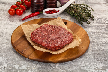 Raw beef burger cutlet for grill