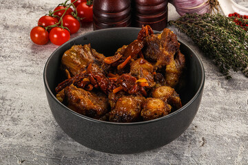 Baked oztail with tomato and carrot