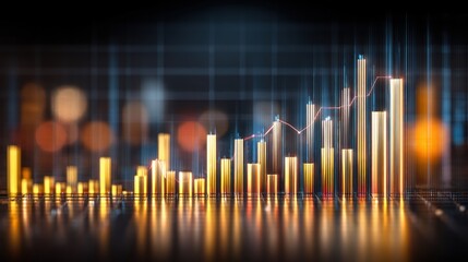 Dynamic Visualization of Financial Data with Bar Graphs and Colorful Light Effects for Business and Technology Contexts