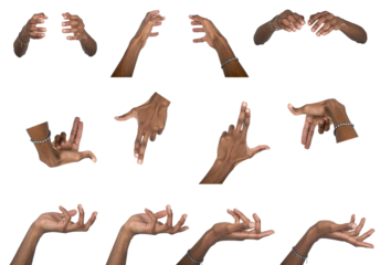 Hand hold gesture with open palm and outstretched fingers. Black skin male reaching forward in grasp