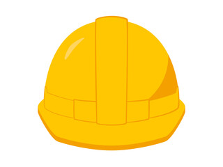 Yellow hardhat, front view. Flat Illustration on transparent background