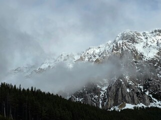 snow covered mountains