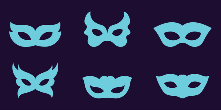 set of differents masquarade mask silhouette vector vector illustration