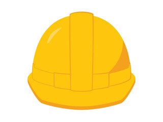 Yellow hardhat, front view. Flat vector illustration isolated on white background
