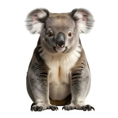 Adorable koala bear sitting upright, captivating wildlife portrait showcasing the gentle nature of Australian marsupials, ideal for conservation campaigns