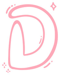 Cartoon Letter D with Sparkles Sticker