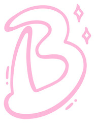 Cartoon Letter B with Sparkles Sticker