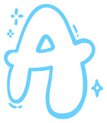 Cartoon Letter A with Sparkles Sticker