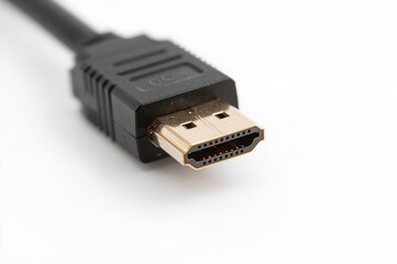 Macro View of Mini Micro HDMI Socket Jack for Audio and Video Data on White Background
