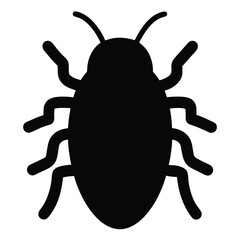 Stylized Black Silhouette of a Cockroach, Representing Pest Control and Cleanliness