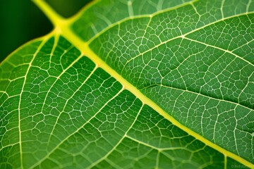 Nahaufnahme von gr&uuml;nen Bl&auml;ttern mit detaillierten Adern und nat&uuml;rlichem Licht