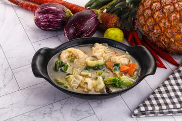 Chinese wonton soup with dumplings