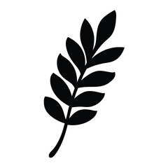 Elegant Black and White Botanical Illustration of a Leafy Branch Design