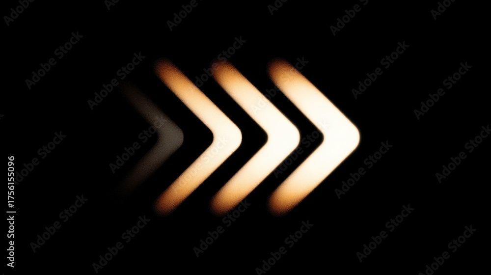 Wall mural abstract illustration of soft glowing arrows in a dark environment symbolizing direction, progress, 