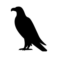 Silhouette of a majestic eagle perched on a white background, isolated