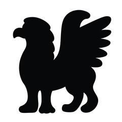 Silhouette of a powerful griffin, an illustration of mystical creature concept