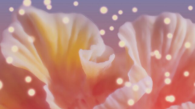 Abstract Dreamy Flower Petals with Soft Pink and Orange Gradient and Bokeh Lights, Creating a Romantic and Aesthetic Visual Effect, Ideal for Wallpaper, Poster, and Modern Design Concepts