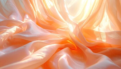 Peach Draped Fabric in Soft Sunlight