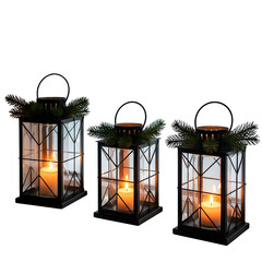 Holiday glow with elegant lanterns and evergreen sprigs, perfect for adding a touch of cozy warmth to your seasonal projects and festive designs