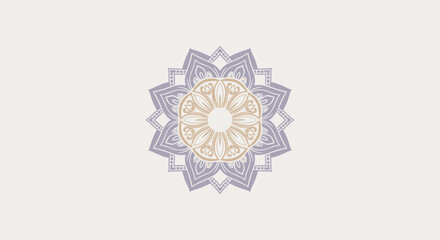 A symmetrical floral pattern, with a layered design in soft colors, centered on a light background