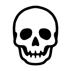 Black and white skull representation on a plain background, simple design