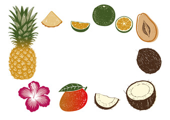 Tropical Fruit Vector Illustration with Print-Style Aesthetic