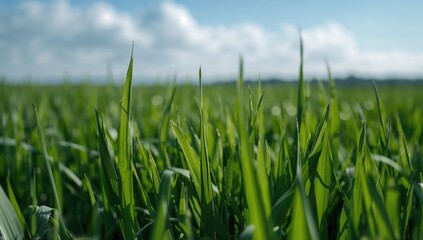 Obraz premium Detailed View of Grass Sprouting in a Meadow