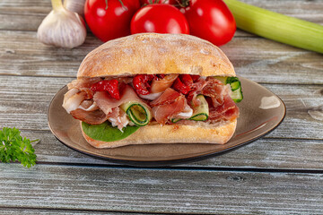 Ciabatta with cured parma and tomato