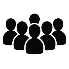 Seven people simple black icon representing a team or group dynamic