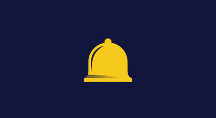 A golden bell icon centered on a deep blue background