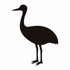 Elegant silhouette of a Sandhill Crane standing gracefully against a white backdrop