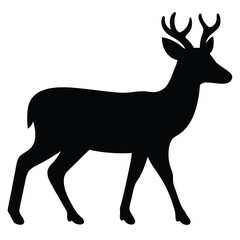 Silhouette of a majestic deer standing gracefully against a white background