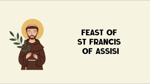 Animated Feast of St Francis of Assisi Illustration  Religious Saint Art and Christian Celebration Design